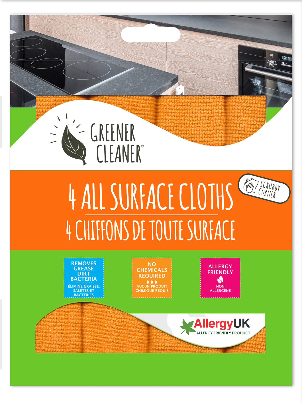 4 All Surface Cloths with scrubby corner